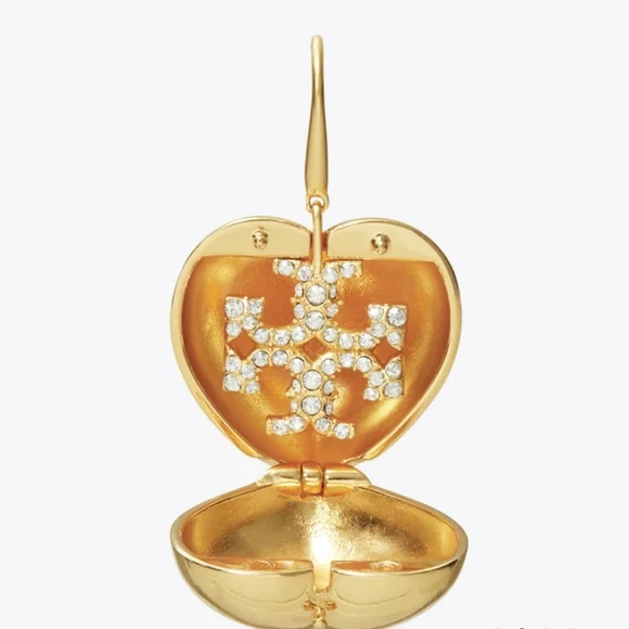 *** SOLD OUT *** Tory Burch Heart Locket Earrings - Picture 2 of 8